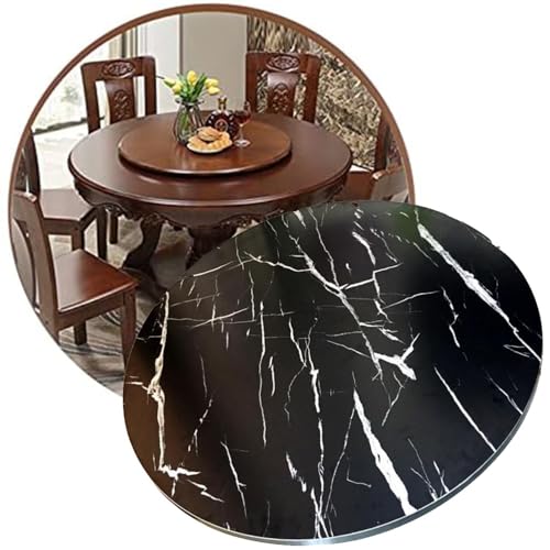 Mesa giratoria de madera grande para comedor, bandeja para servir cocina, 24 pulgadas, 30 pulgadas, 36 pulgadas, 40 pulgadas (mármol como negro, 50 cm)