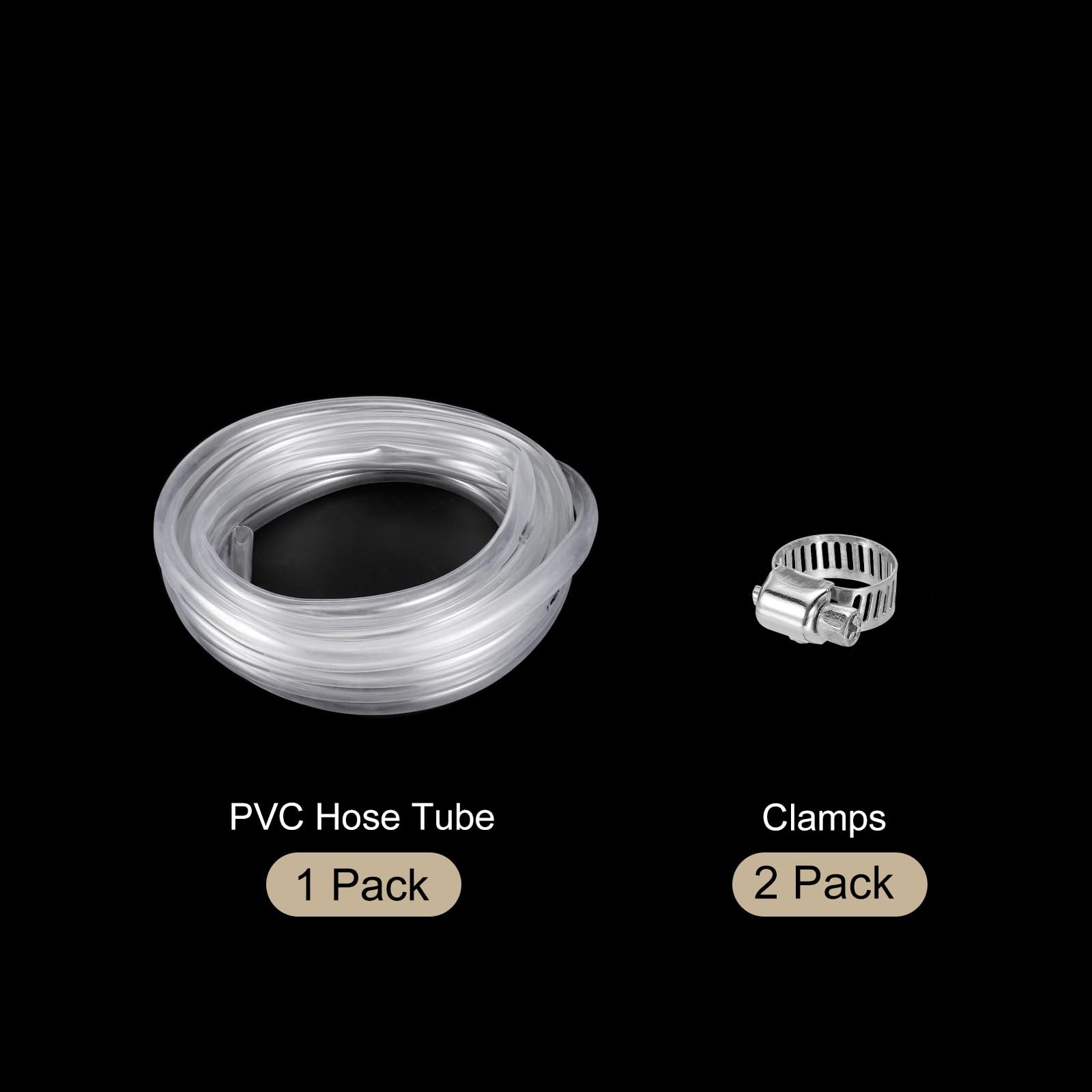 QUARKZMAN Tubo In PVC Trasparente 15.9mm x 20.6mm 25ft Tubo Plastico PVC Flessibile Tubo Acqua Per Tubazioni Industriali Acquari Pompa 5/8" ID Con 2 Pezzi Fascette