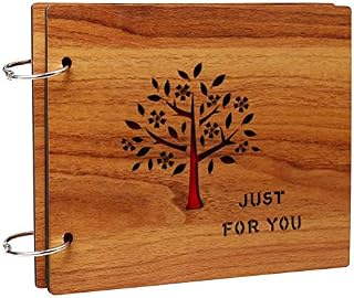 ofoen Wood Photo Album, DIY Hand Stick Type Memory Picture Photo Travel Record Scrapbook Wooden Color