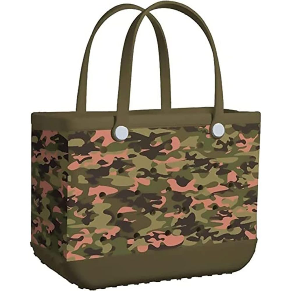 MAUXpIAO Rubber Beach Bag, Waterproof Shopping Tote Bag, Sandproof Silicone Handbag for Beach, Pool, Market, Travel and Outdoor Activities rewr/N/14x19in