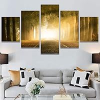 SIGNWIN 5 Panel Canvas Wall Art Setting in The Trees for Home Decorations Ready to Hang - 60