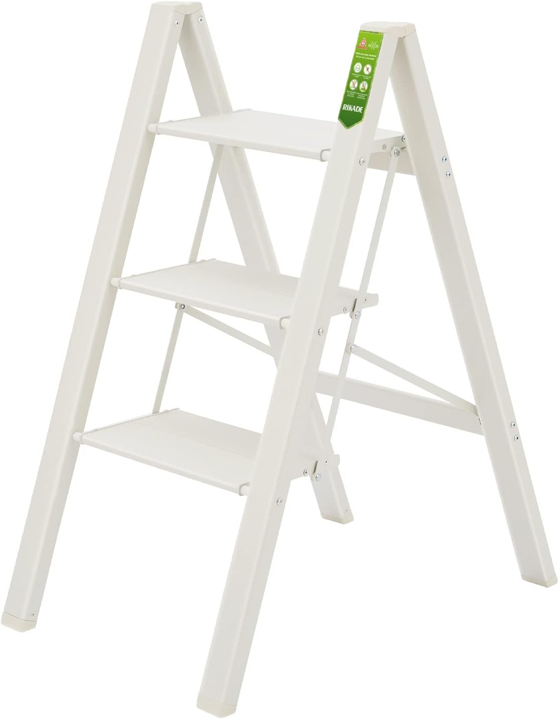 3 Step Ladder, RIKADE Folding Step Stool with Wide Anti-Slip Pedal, Aluminum Portable Lightweight Ladder for Home, Kitchen and Office Use, 330lb Capacity