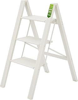 3 Step Ladder, RIKADE Folding Step Stool with Wide Anti-slip Pedal, Aluminum Portable Lightweight Ladder for Home, Kitchen...