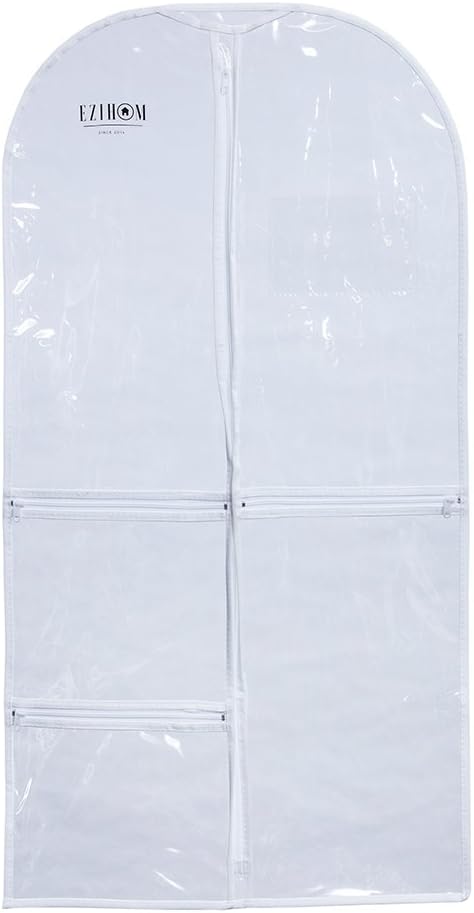 Ezihom 24"x37" Costume Clear Plastic Vinyl Garment Bag with Pockets for Dance Competitions