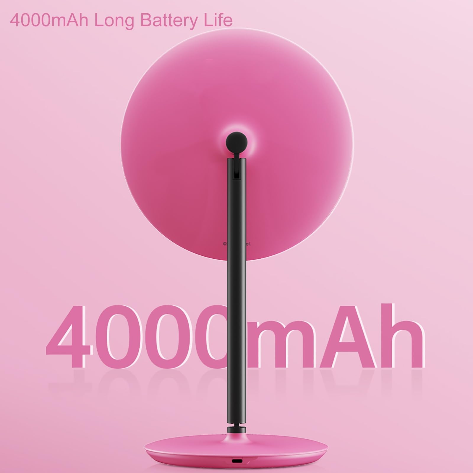 Składane Lustro do Makijażu LED z 3-Kolorowym światłem, Sterowaniem Dotykowym, ładowalne Lusterko Kosmetyczne do Użytku na Biurku lub w Podróży(Rose Pink)