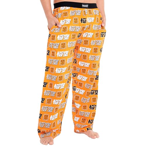 Dragon Ball Z Mens Pyjama Bottoms PJs Anime Loungewear Teens Breathable Trousers Lounge Pants with Pockets Gifts for Men (4XL Orange)