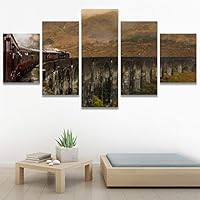 SIGNWIN 5 Panel Canvas Wall Art Modern Art Cars Edgy Industrial Mixed Media Multicolor Transportation for Home Decorations Ready to Hang - 60