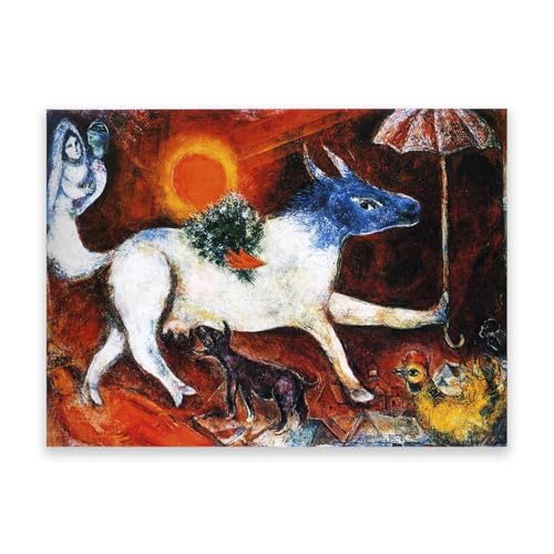 Affiche Marc Chagall La Vache au Parasol sur Toile 70x50 cm