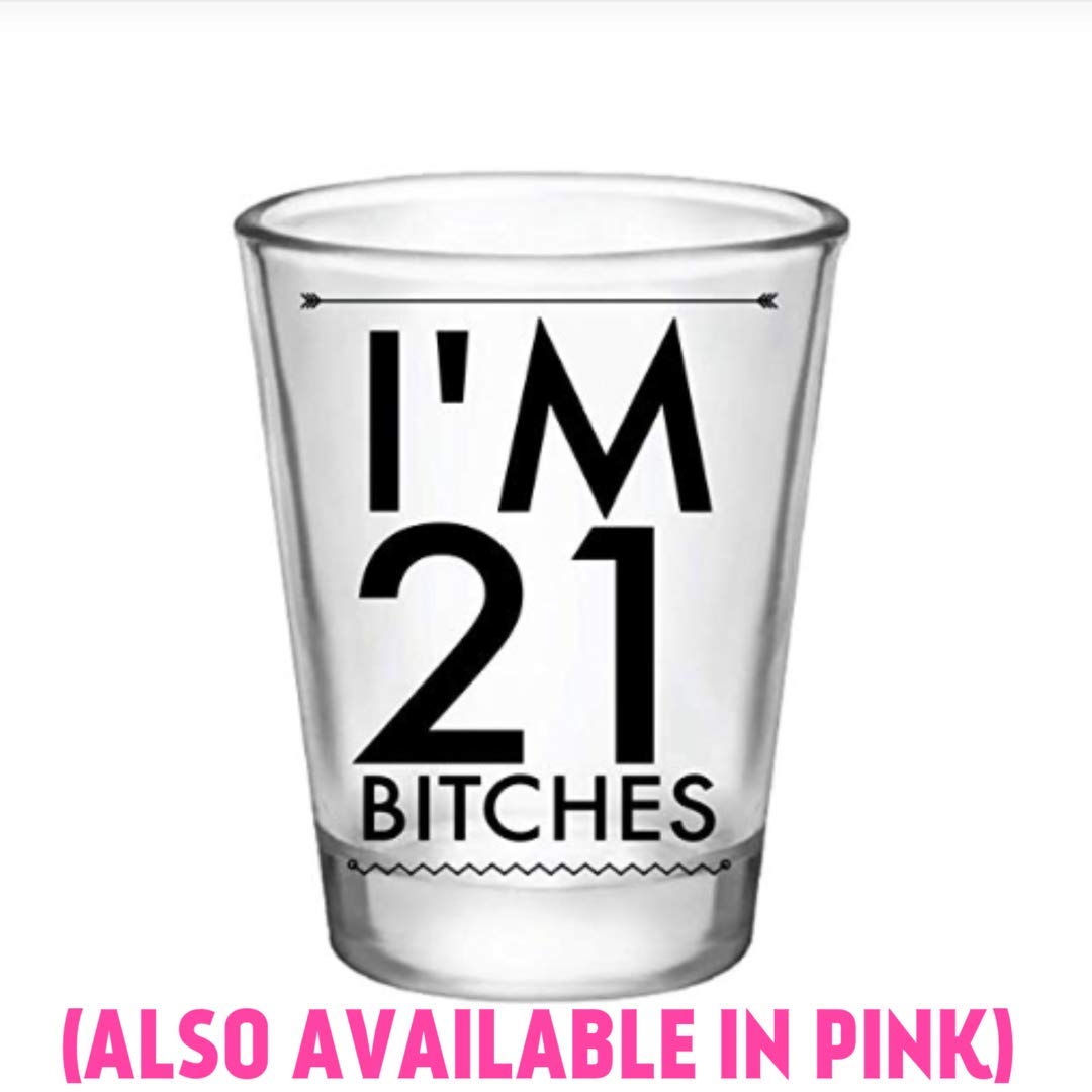 21 Shot Glass/Cup-21st Birthday Decorations for Her-I'm 21-Twenty One Year Old Shot Glass-1.75oz