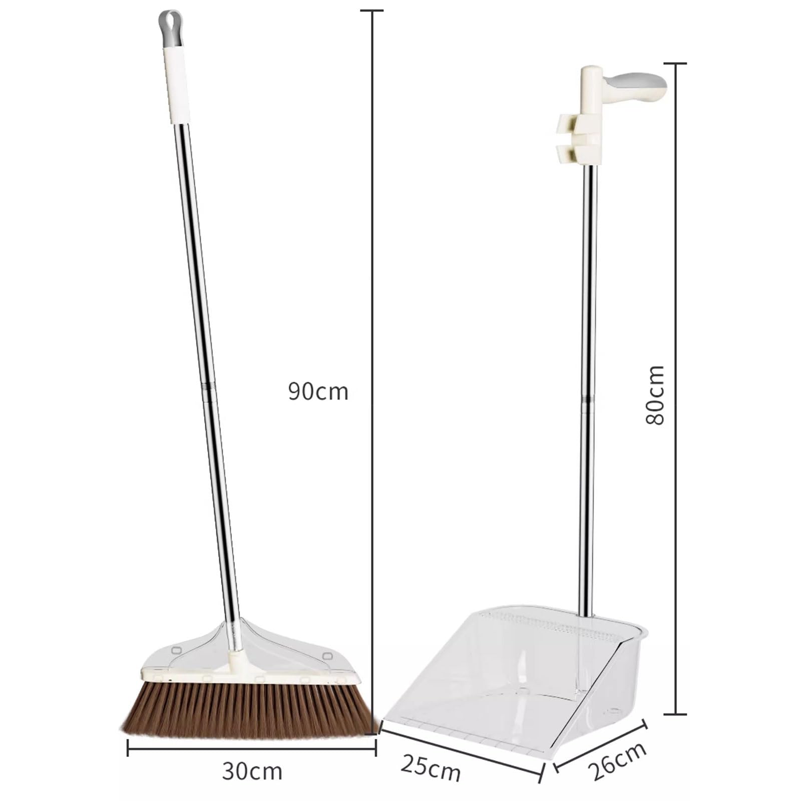 Set combinato di scopa e paletta – Scopa con setole morbide con manico lungo per spazzare efficacemente in casa, cucina, ufficio e hall su pavimenti in legno duro