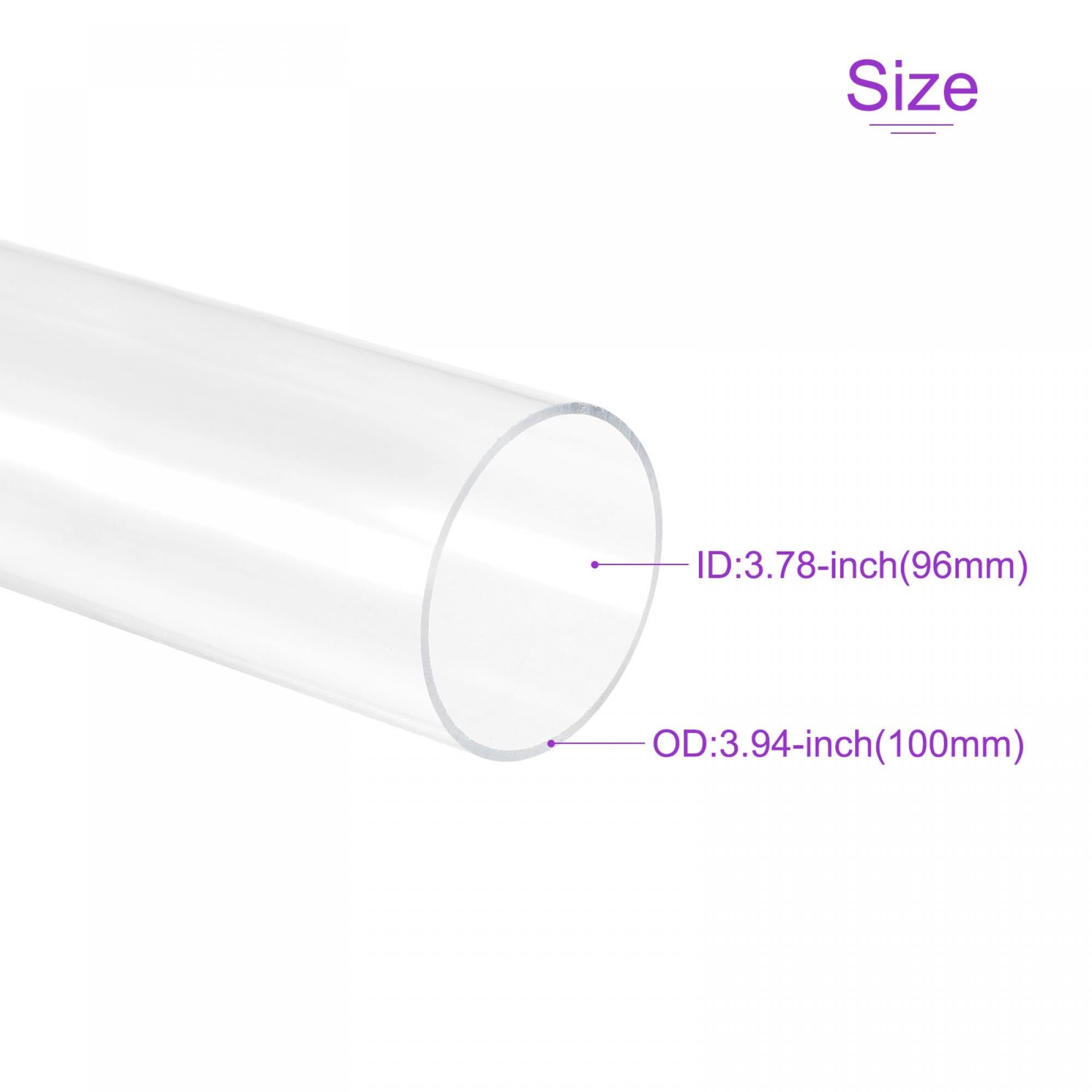 96mm x 100mm 8" Trasparente Acrilico Tubo Rigido Plastica per Acquario, Acqua Raffreddamento Sistema, Idraulico