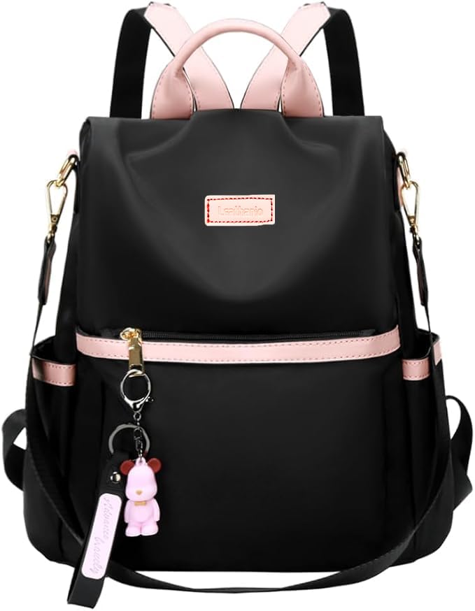 Leathario Sac à Dos Femme Antivol，Petit Sac à Dos，3 en 1 Sacs à Main Portés Dos Femme Léger Backpack Loisirs Casual pour Voyage L'école Travail Université Collège Shopping Noir