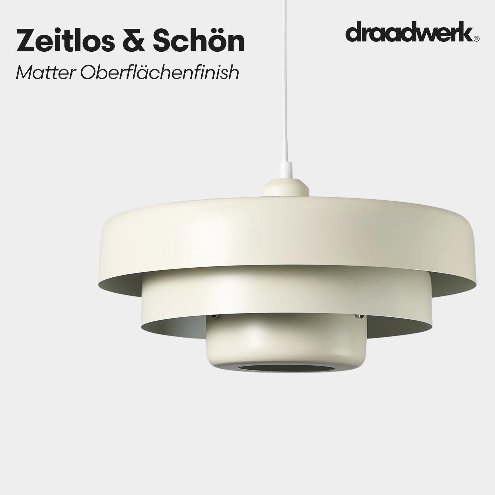 draadwerk® Pendelleuchte Oona | Hängeleuchte aus 3 Metall-Lampenschirmen | Modernes, klares Design | Für Wohnzimmer, Esszimmer, Schlafzimmer (Creme)