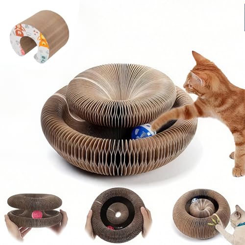 Kitty Spin - Rascador Interactivo para Gatos, Rascadors Gato Cartón Corrugado con Bola, Cama Plegable Ecológica y Juguete para Gatos de Interior (2)