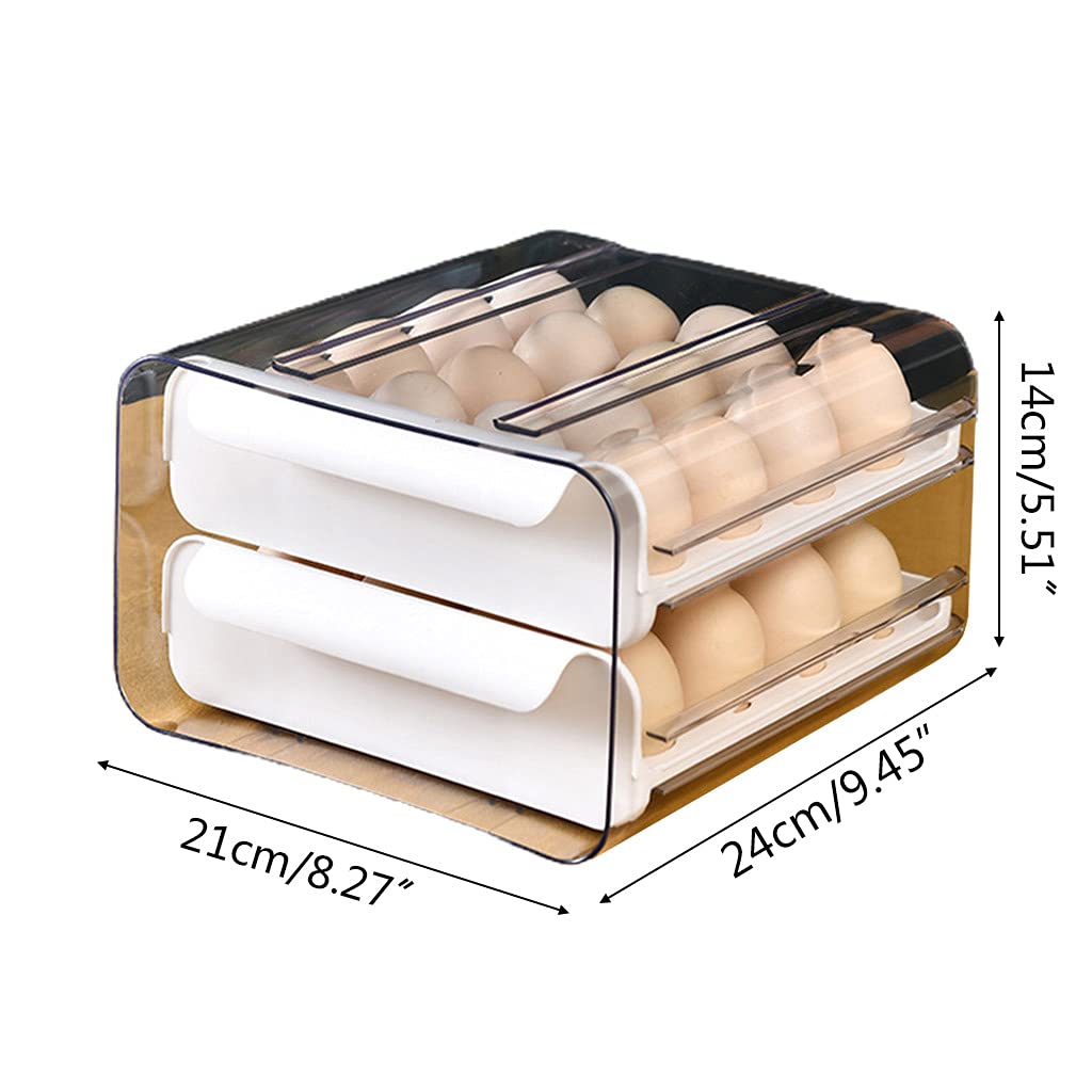 Caja de almacenamiento de huevos apilable para nevera, contenedor organizador de huevos de 2 capas