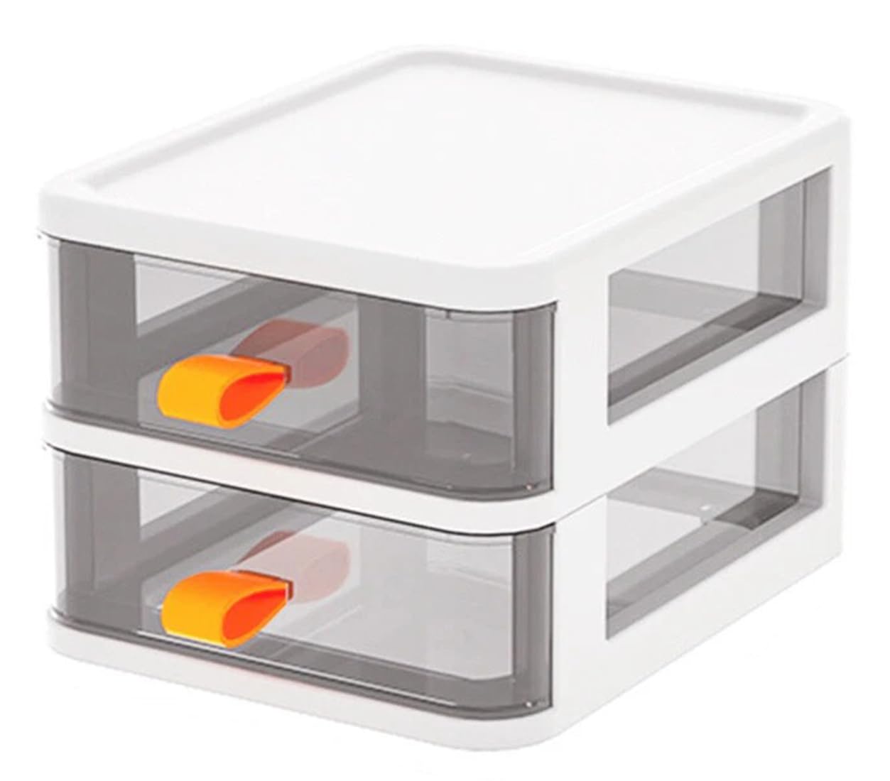 Styleys 2 Layer Transparent Cosmetic Jewelry Box Plastic Multi-Layer Drawer Storage Organizer for Makeup Jewelry Office Desk Accessories - W3312,White-picture-16
