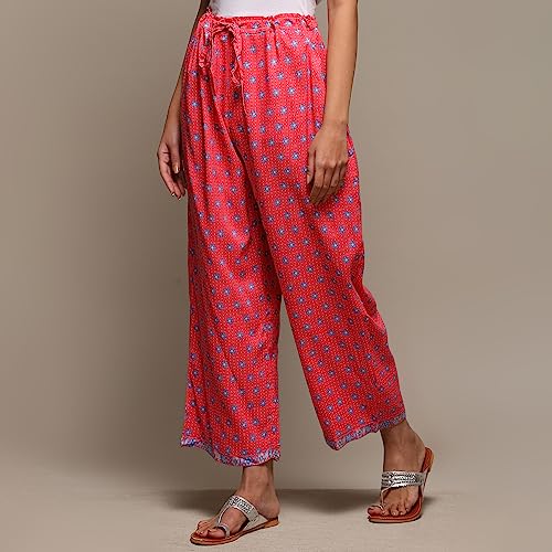 Image of BIBA Women Mid Rise Rayon Straight Palazzo