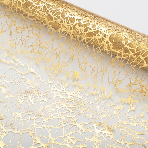 Chemin de table résistant en polyester géométrique brillant or 275X28cm - 4