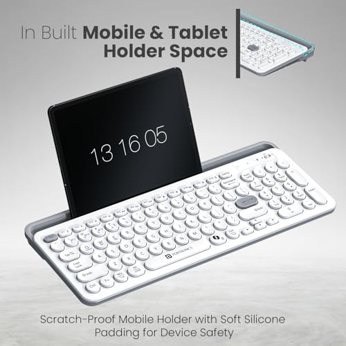 Image of Portronics Bubble 3.0 Wireless Keyboard with Bluetooth + 2.4 GHz USB Receiver, Rechargeable Battery, Dual Height Adjustment, Multimedia Hotkeys with Numpad, for Laptop, PC, Smartphone, Tablet(White)