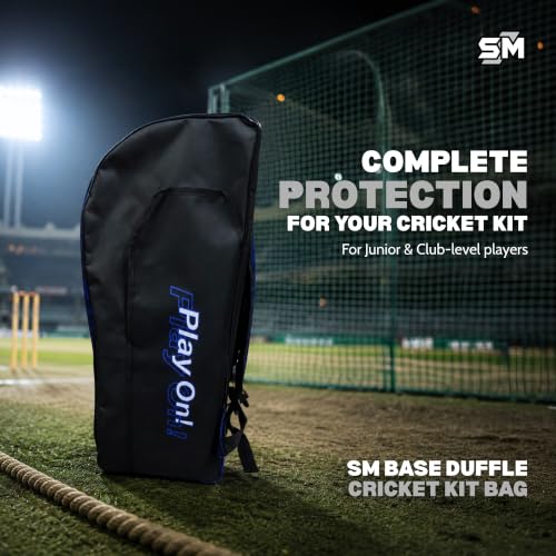 Image of SM Base Duffle Cricket Kit Bag | Cricket Bag | Ripstop Fabric | Integrated Bat Pocket with Velcro Strap | Lockable U-Zip | Rust-Proof Runners | Hard-Wearing | for School and Club Cricketers
