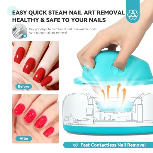 Image of Saviland Essentials Nail Polish Remover Machine: Nail Soaking Bowl & Acetone Nail Polish Remover Gel Nail Remover Machine with Nail Soak off Bowl Soaker Tech Acrylic Nail Remover Steam Salon Home DIY