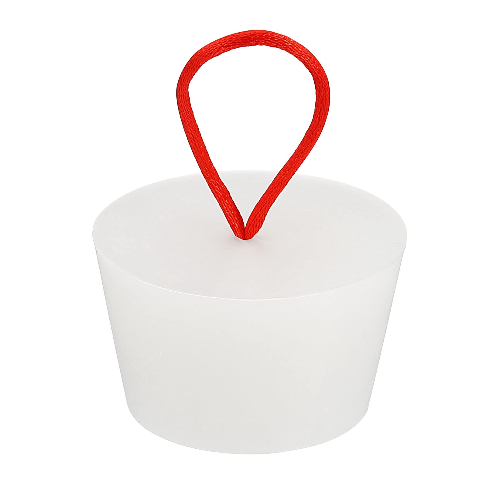 sourcing map Silicone Rubber Tapered Plug 42mm to 53mm Solid Bathtub Bungs Stopper with Handle for Test Tubes, Water Pipe, Drainage Hole, White