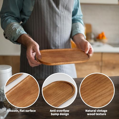 Aramanara 4 pcs Oval Wooden Tray, Wooden Display Board, Wood Serving Boards for Display Coffee Tea, Snacks, Cheese - Image 3
