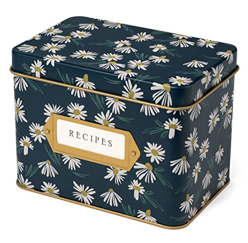 Jot & Mark Decorative Recipe Tin Box for Recipe Cards, Greeting Card Holder | Holds Hundreds of 4” x 6” Cards