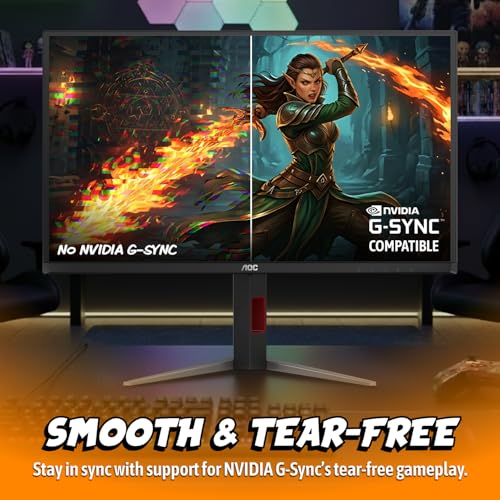 Image of AOC 27 inch Gaming Monitor QHD 240Hz QD OLED G-SYNC Compatible 0.03ms, Q27GAZDV | 2560x1440 Computer Monitor, True Black HDR, USB 3.2, HDMI 2.1, Height Adjustable Stand, VESA Mount
