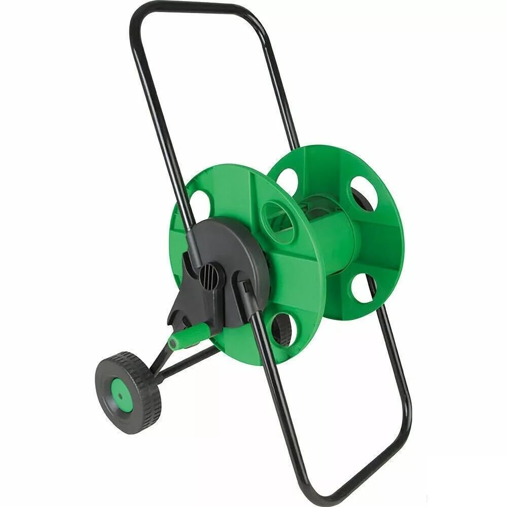 Retaaj Green 60M Garden Hose Pipe Reel Holder Trolley Cart 60M Capacity Portable Free Standing Hosepipe Storage Rack Outdoor (Hose Trolley)