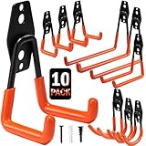 vivicreate 10 Pack Heavy Duty Garage Hooks Wall Mounted Steel Utility Storage Hooks for Tools Ladders Bikes Cables Equipment Organizer for Garage Taller Sótano Ganchos de Almacenamiento