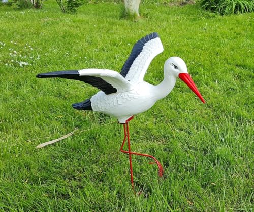 Cigogne Volante de Jardin H 75cm - Statue Décorative Extérieure en Métal - 3
