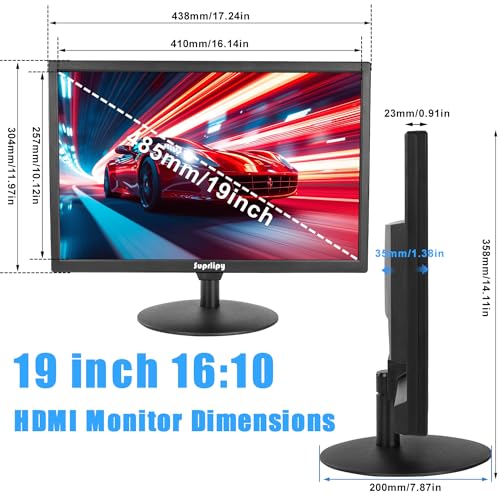 Image of 19 inch FHD Small IPS Monitor LCD Display Screen 1440x900 60Hz 16:10 with HDMI BNC VGA AV USB Input Built-in Lounspeakers for CCTV Security Camera DVR PC RasPi