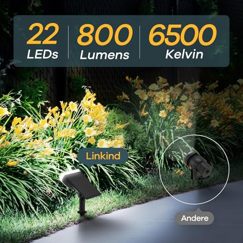 Linkind LED Solarlampen für Balkon mit Lichtsensor, 6500K