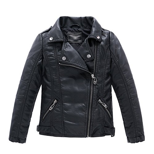 Collar Motorcycle Faux Leather Coats Kids Bomber PU Soft Leather Jackets