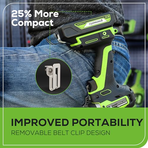 Image of Greenworks 24V Brushless 1 /4 inch Cordless Impact Driver, (2) 2.0Ah Batteries, Compact Charger, and Bag Included