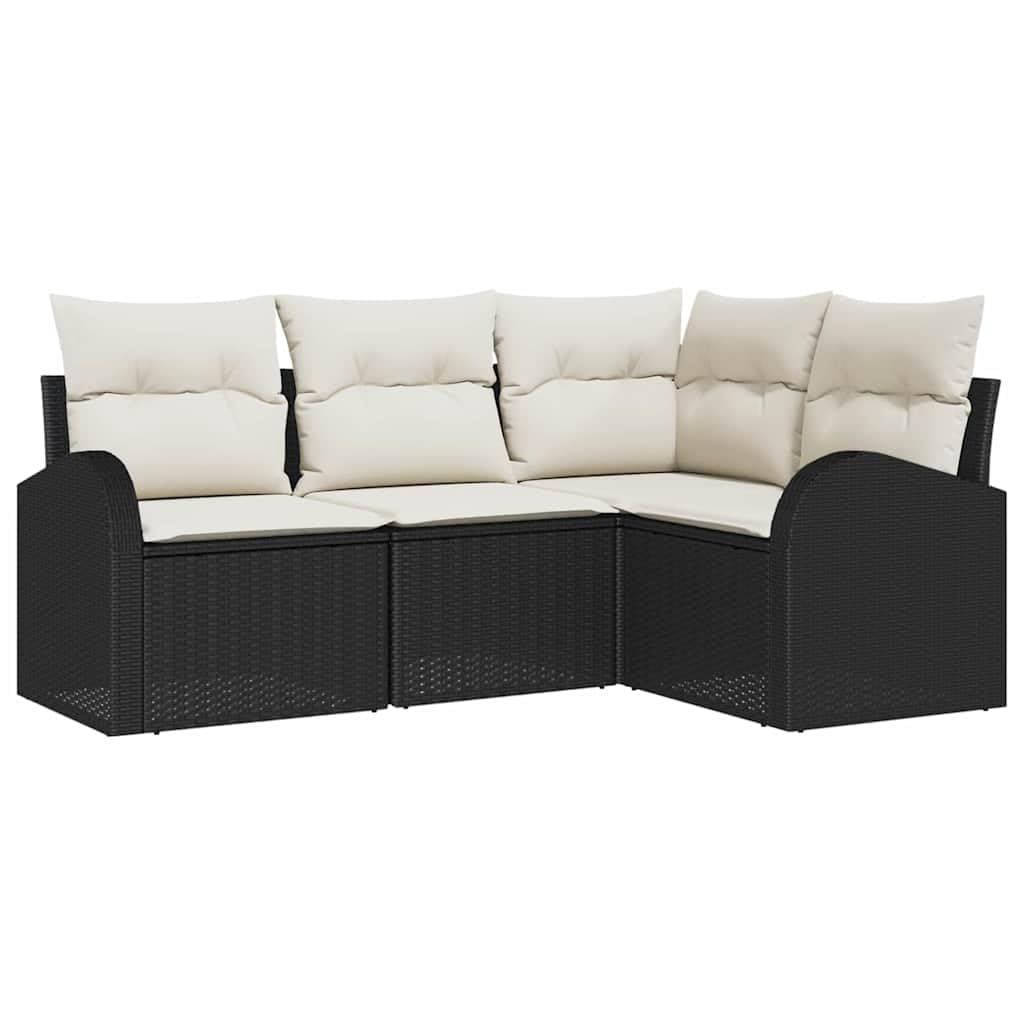 Canapé de jardin modulaire polyrotin noir blanc avec assise angle et centrale terrasse