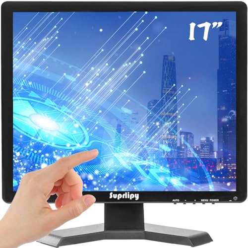 Suprlipy Pantalla táctil de 17 pulgadas, 1280 x 1024, compatible con HDMI, VGA, AV, USB, BNC, 10 monitores TFT LED capacitivos para PC, portátil, Xbox PS5, PS4, Switch, sistemas POS, LoundSpeakers