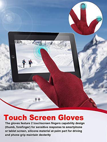 Image of Patelai 3 Pairs Womens Gloves Winter Touchscreen Texting Phone Windproof Gloves Warm Fleece Lined Cold Weather