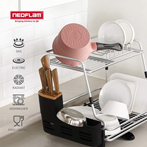 Neoflam 51405 1qt Saucepan Butter Warmer Milk Boiling|Melting Pot, Ecolon Healthy Ceramic Nonstick Coating PFOA-Free, 2 Pour Spouts, Lightweight, Pink Main Image