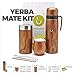 BALIBETOV Complete Yerba Mate Set - Modern Mate Gourd, Thermal Flask, Yerba Container, Bombilla and Cleaning Brush Included - All Premium Quality 304 18/8 Stainless Steel (WOOD)