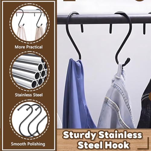 KYLOS 20 Ganchos Para Colgar, Ganchos En Forma De S, Ganchos Metal Para Cocina, Baño, Armario, Oficina, Jardín （Largo, Negro） - imagen 3