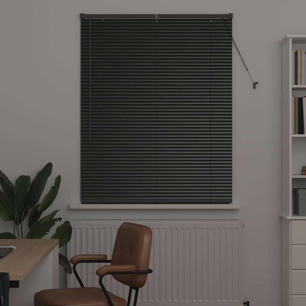 Fensterjalousie mit Vorhängen, Aluminium, Matt, rollos für Fenster, rollos & jalousien, geeignet für Wohnzimmer, Schlafzimmer, Moderne gardinen, Schwarz, 100 x 130 cm