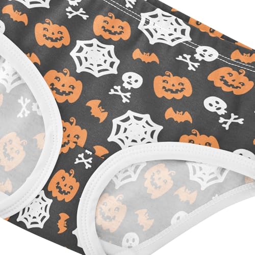 Little Girl Underwear Toddler Panties Kids Undies Halloween Pumpkin Skull Spider Web Soft Cotton Briefs 2T-8Y4