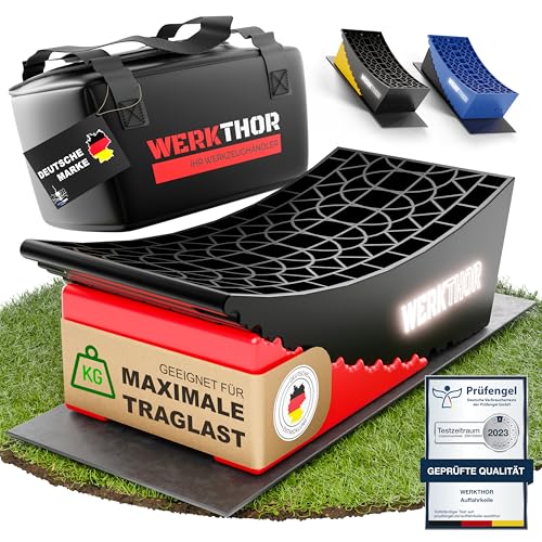 WERKTHOR cuñas de accionamiento - [Juego de 2] cuñas de accionamiento probadas para autocaravanas, caravanas y remolques | Juego de niños y nivelación sin escalones [<13,5t].
