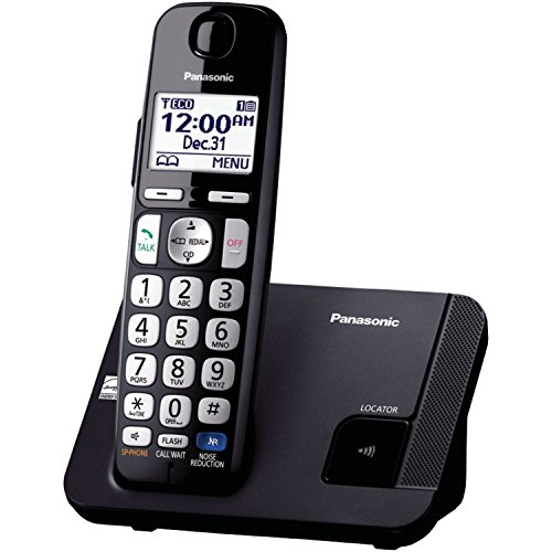 Panasonic Amplified Cordless Phone KX-TGE210B DECT 6.0 with Enhanced Noise Reduction - 1 Handset (Black/Silver) (Renewed)