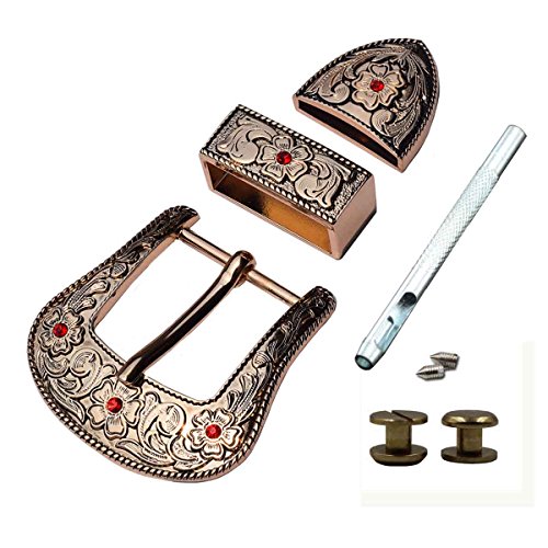 TOME 38mm moda hebillas de cinturón de oro pálido con incrustaciones de rubí grabado cinturón hebilla conjunto PD08UK