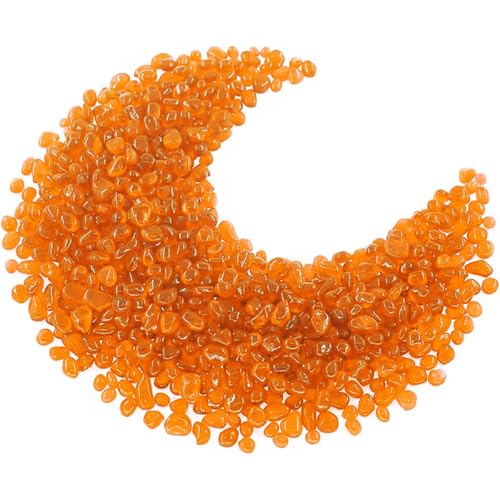 Image of 1 Lb (460 g) Orange Sea Glass Stones Irregular Rainbow Glass Pebble Decorative Rock Quartz Tumbled Gemstone Chips for Aquarium Decoration /Vase Filler /Jewelry Making /Handwork Craft /Gems Display