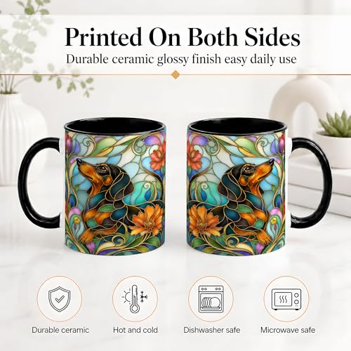 Taza de cerámica con diseño de perro dachshund 11 oz miniatura 4