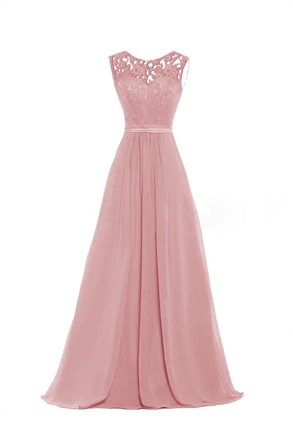 Lecureler Illusion Lace Prom Bridesmaid Dress Blush Size 18